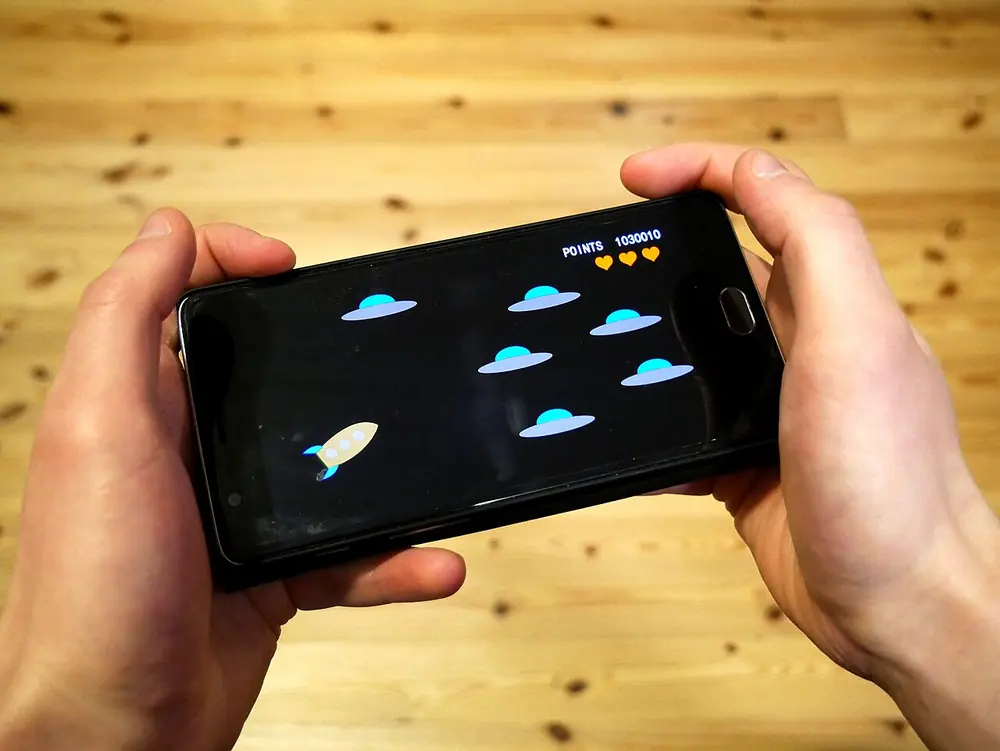 playing on a smartphone
